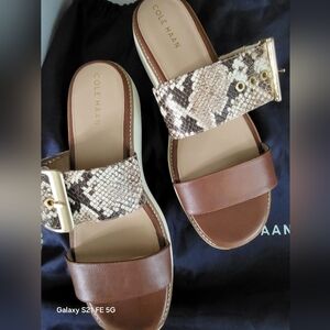 Cole Haan Brown Sandals with Wide Strap Design